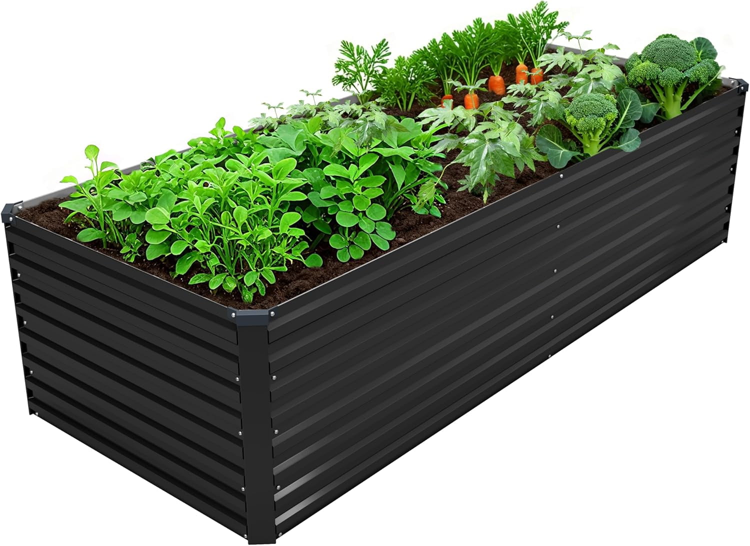 Galvanized Raised Garden Bed Kit 8 ft x 2 ft x 2 ft Black
