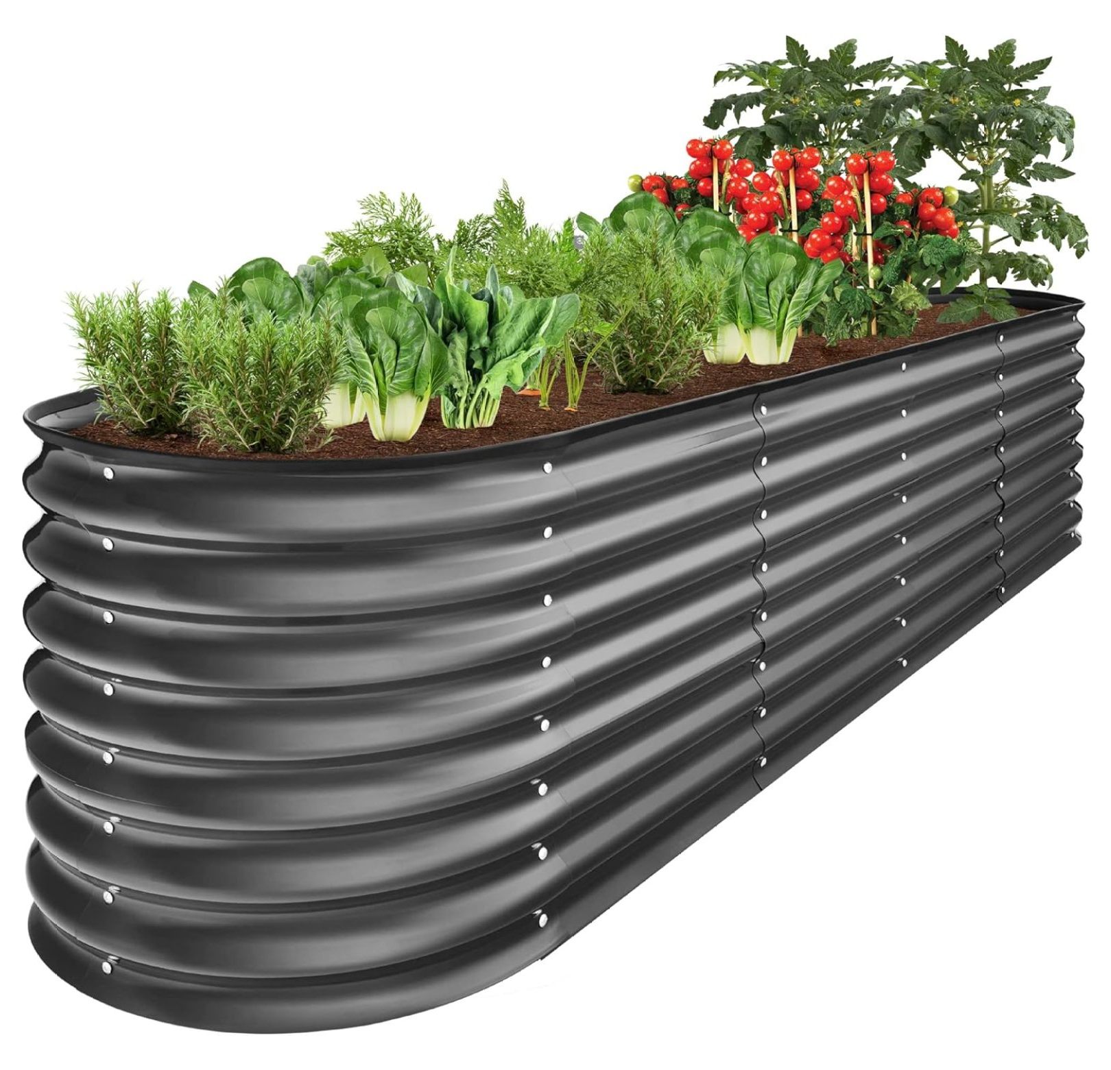 8x2x2ft Metal Raised Garden Bed, Oval Outdoor Deep Root Planter Box for