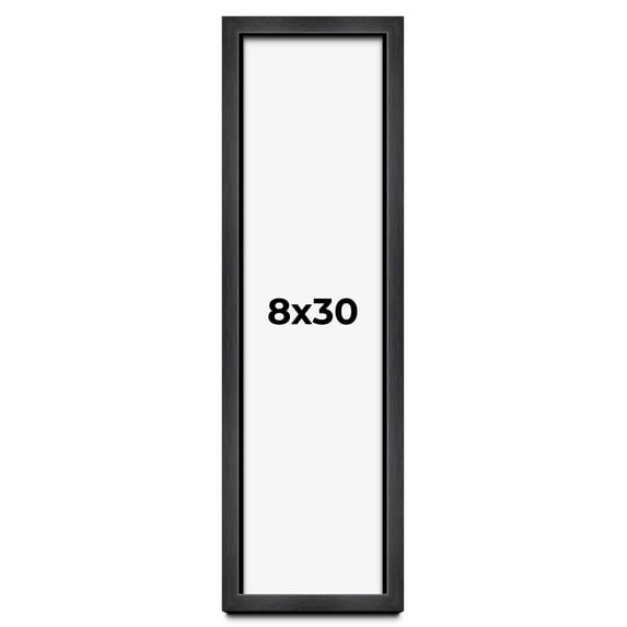 8x30 - 8 x 30 Charcoal Flat Solid Wood Frame with UV Framer's Acrylic & Foam Board Backing - Great