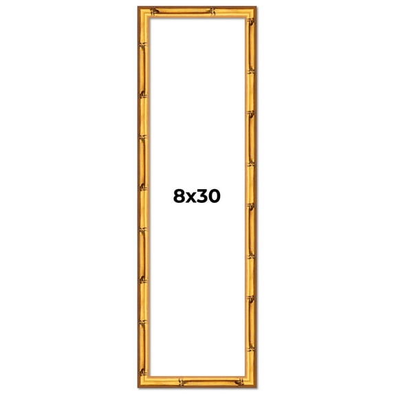 8x30 Frame Gold Bamboo Picture Frame - Complete Modern Photo Frame Includes UV Acrylic Shatter