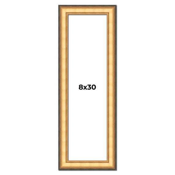 8x30 Frame Gold Plein Aire Solid Wood Picture Frame Width 2 Inches | Interior Frame Depth 0.5