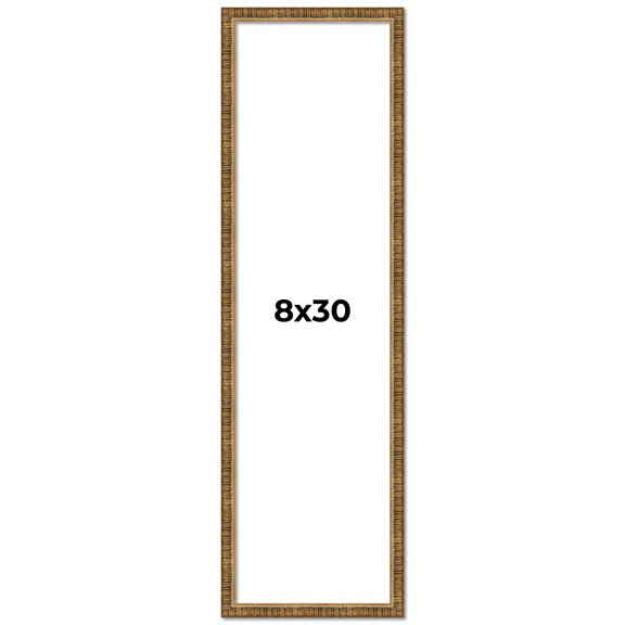 8x30 Frame Gold Solid Wood Picture Frame - Complete Modern Photo Frame Includes UV Acrylic
