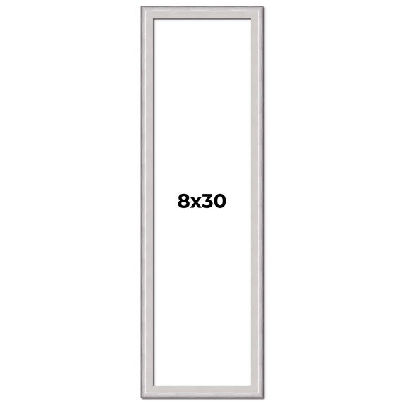 8x30 Frame Silver Inner Slope Bevel Picture Frame | 1 Inch Moulding Width | 0.75 Inch Rabbet Depth