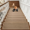 thumbnail image 1 of 8x30 Inch Non-Slip Stair Treads 4-Pack | Flax Stair Mats with Rubber Backing | Washable Indoor Stair Rugs for Wooden Steps | Pet & Kid Friendly Home Safety Carpet Strips, 1 of 7