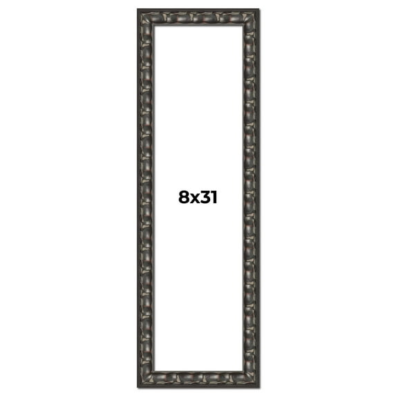8x31 Frame Black-Brown Medieval Solid Wood Picture Frame | 1.5 Inch Moulding Width | Gotham Beveled
