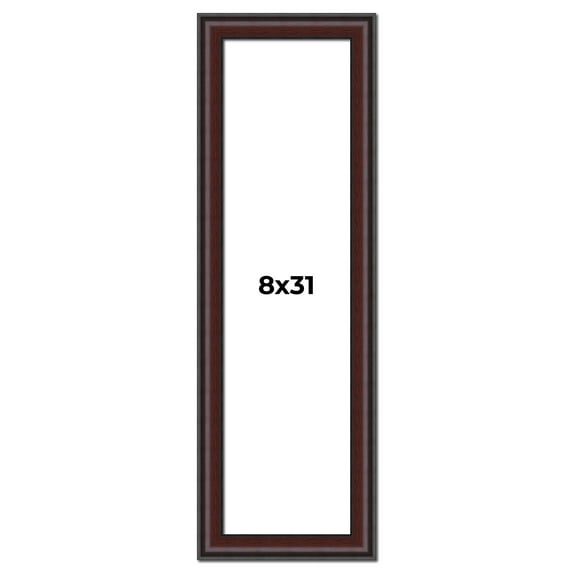8x31 Frame Brown Round Mahogany Solid Wood Picture Frame | 1.625 Inch Moulding Width | with UV