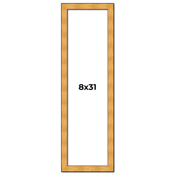 8x31 Frame Gold Rustic Solid Wood Picture Frame | 1.25 Inch Wide Moulding | Rustique Gold