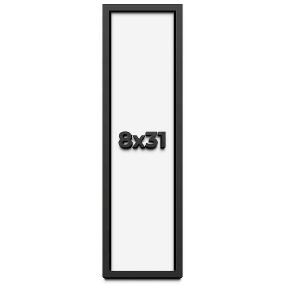 8x31 Shadow Box Frame Black | 1 inches Deep Real Wood Contemporary Shadowbox Display Frame | UV