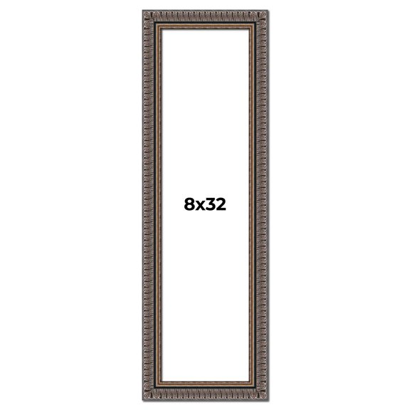 8x32 Frame Black Feather Payton Ornate Solid Wood Picture Frame Width 1.75 Inches | Interior Depth