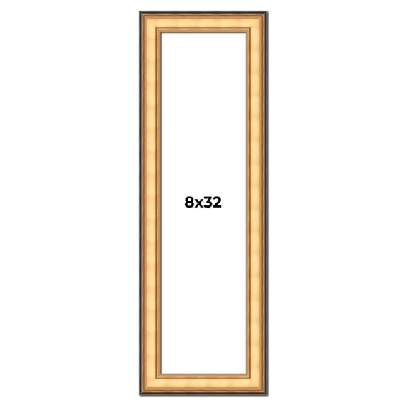 8x32 Frame Gold Plein Aire Solid Wood Picture Frame Width 2 Inches | Interior Frame Depth 0.5