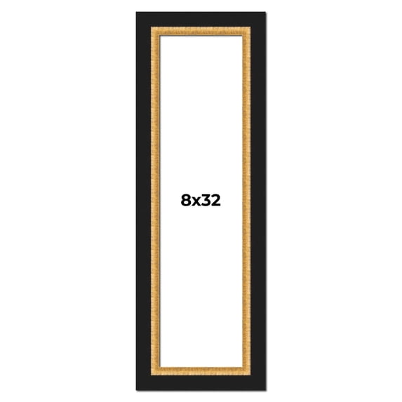8x32 Frame Gold Real Wood Picture Frame Width 2.25 Inches | Interior Frame Depth 0.5 Inches |