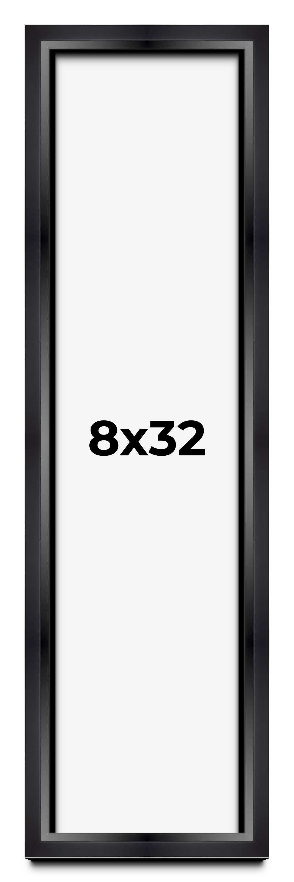 8x32 Shadow Box Frame Black | 1.25 inches Deep Real Wood Contemporary ...
