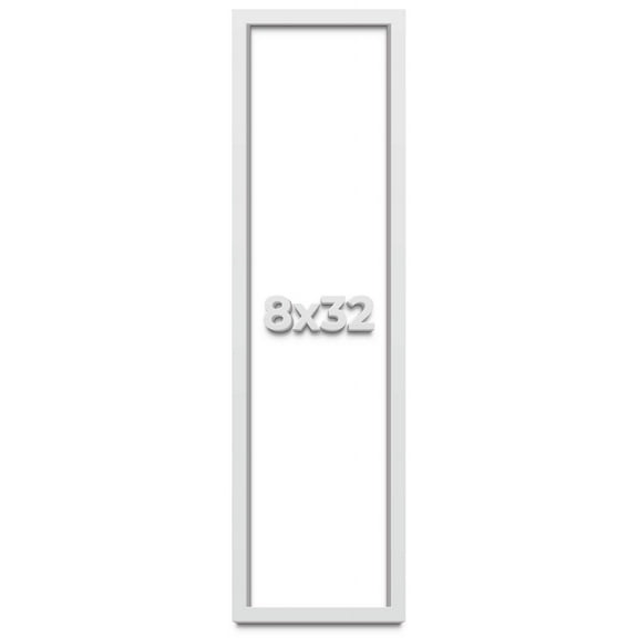 8x32 Shadow Box Frame White | 2 Inches Deep Real Wood Contemporary Shadowbox Display Frame | UV