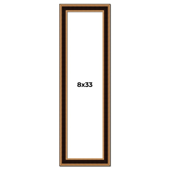 8x33 Frame Gold Brown Plein Air Vintage Solid Wood Picture Frame | 1.75 Inches Moulding Width |
