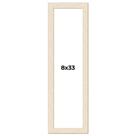 8x33 Frame White Real Wood Picture Frame Width 1.5 inches | Interior Frame Depth 0.5 inches | Barn