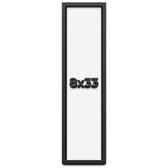 8x33 Shadow Box Frame Black | 1 inches Deep Real Wood Contemporary Shadowbox Display Frame | UV