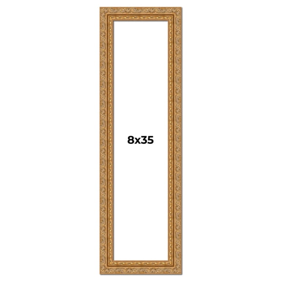 8x35 Frame Gold Ornate Solid Wood Picture Frame | 2 Inch Moulding Width | Firman Traditional Photo