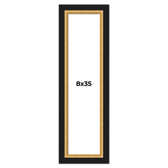 8x35 Frame Gold Real Wood Picture Frame Width 2.25 Inches | Interior Frame Depth 0.5 Inches |