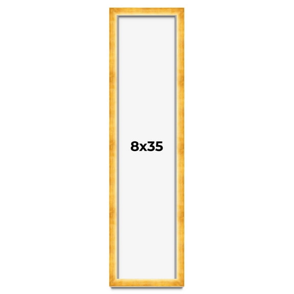 8x35 Shadow Box Frame Gold | 1.625 Inches Deep Real Wood Traditional Shadowbox Display Frame | UV