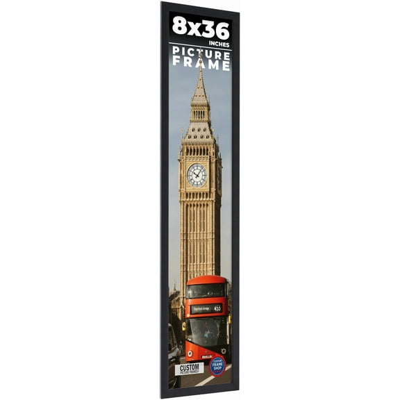 8x36 Frame Black Real Wood Picture Frame Width 0.75 inches | Interior Frame Depth 0.5 inches | Noir