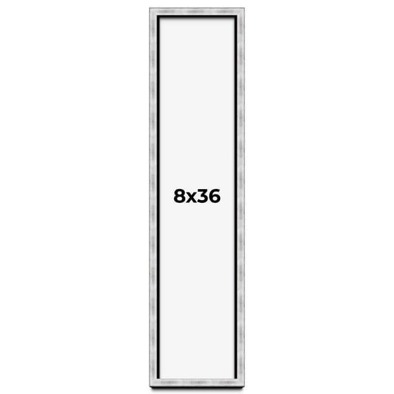 8x36 Frame Brushed Silver Solid Wood Picture Frame | 0.75 Inch Moulding Width | Rabbet Depth 0.75