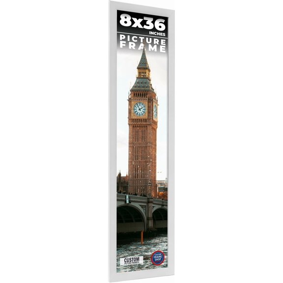 8x36 Frame White Solid Wood Picture Frame Includes UV Acrylic Shatter Guard Front, Acid Free Foam