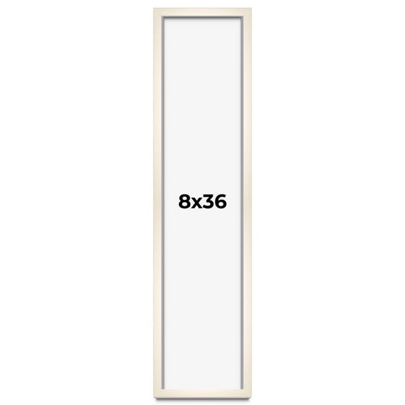 8x36 Frame White Wash Solid Wood Picture Frame | 0.75 Inch Moulding Width | Includes UV Acrylic