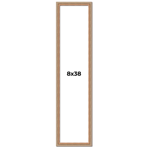 8x38 Frame Brown 60's Wooden Cabinet Solid Wood Picture Frame | 1 Inch Moulding Width | Complete