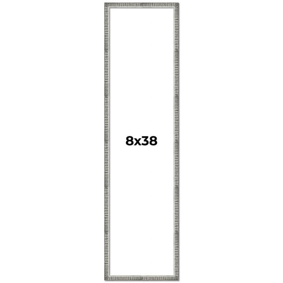 8x38 Frame Silver Grey Distressed Solid Wood Picture Frame | 0.75 Inch Moulding Width | Interior