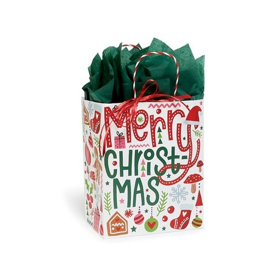 8x4.75x10" Whimsical Christmas Paper Shopping Bags - Cub Size - 5 Pack (wcmc)