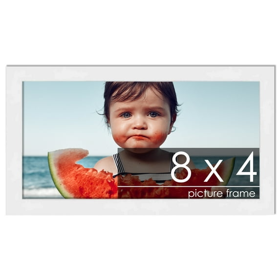 8x4 Frame White Complete Wood Picture Frame with UV Acrylic, Foam Board Backing, & Hardware