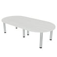 thumbnail image 1 of 8x4 Racetrack Shaped Conference Table Silver Post Legs Power And Data, 1 of 6