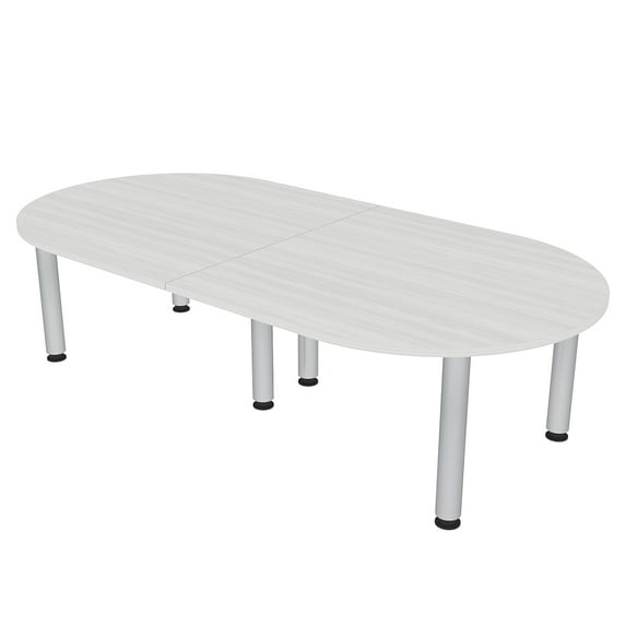 8x4 Racetrack Shaped Conference Table Silver Post Legs Power And Data