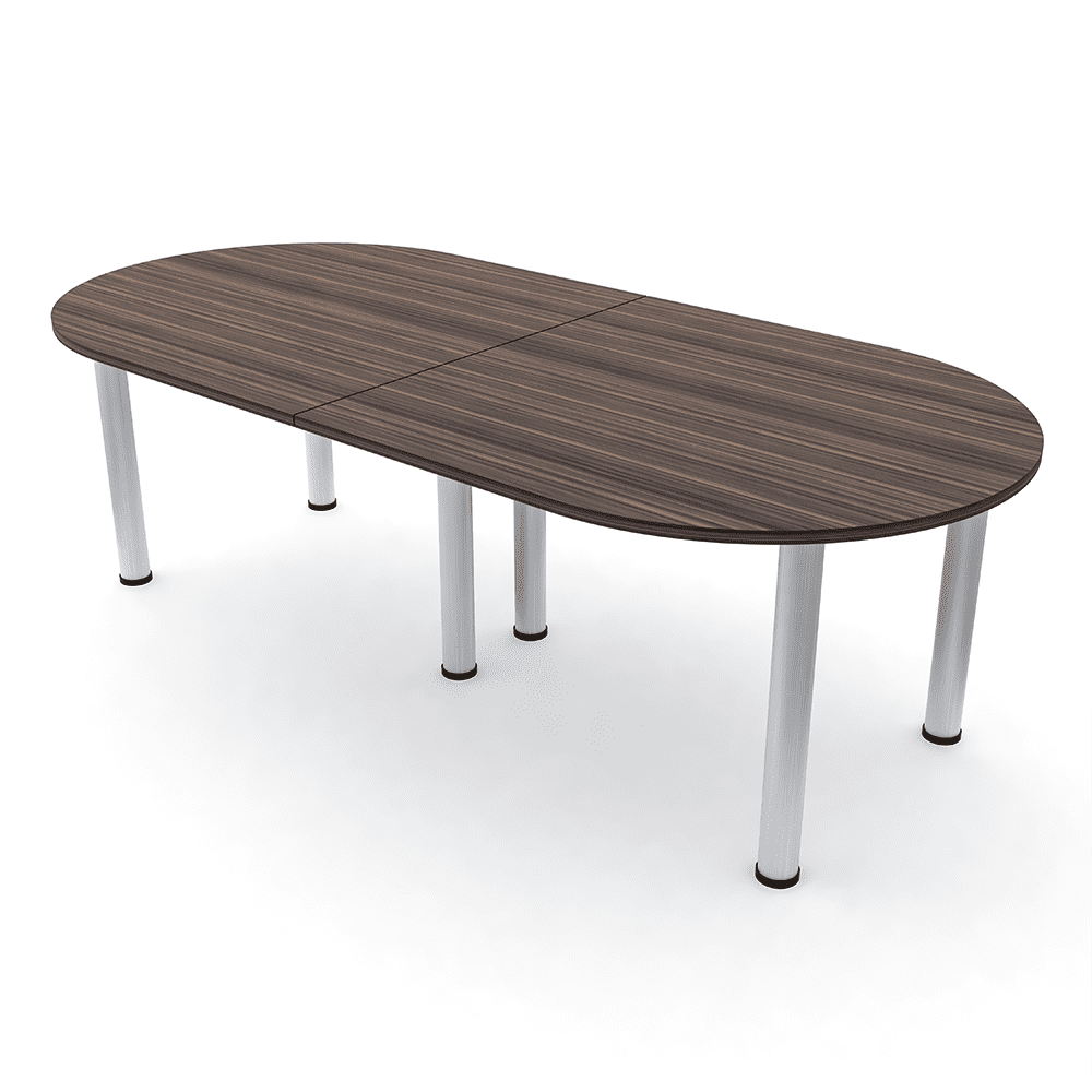 8x4 Racetrack Shaped Conference Table Silver Post Legs Power And Data ...