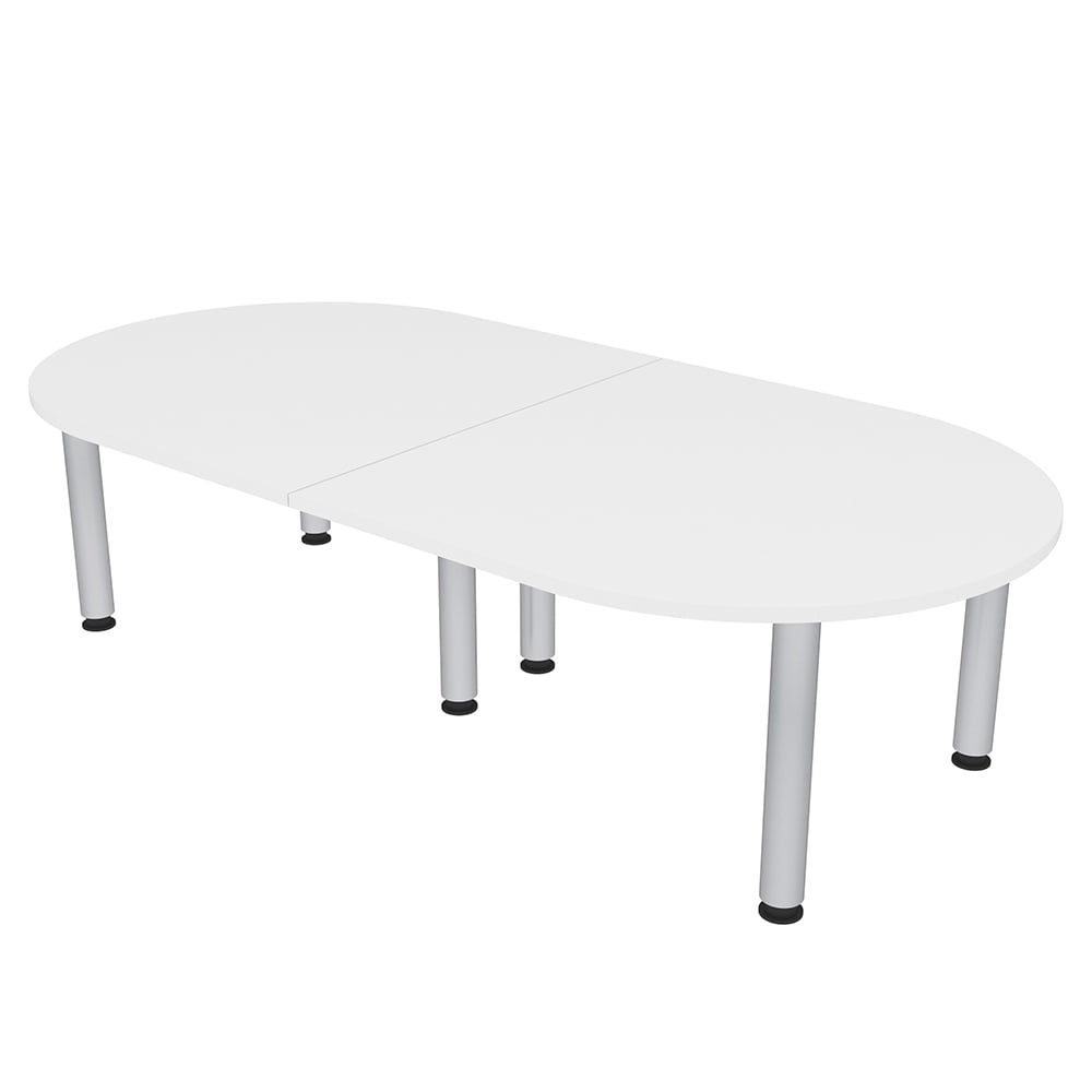 8x4 Racetrack Shaped Conference Table Silver Post Legs Power And Data ...