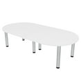 thumbnail image 1 of 8x4 Racetrack Shaped Conference Table Silver Post Legs Power And Data, 1 of 6