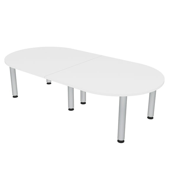 8x4 Racetrack Shaped Conference Table Silver Post Legs Power And Data