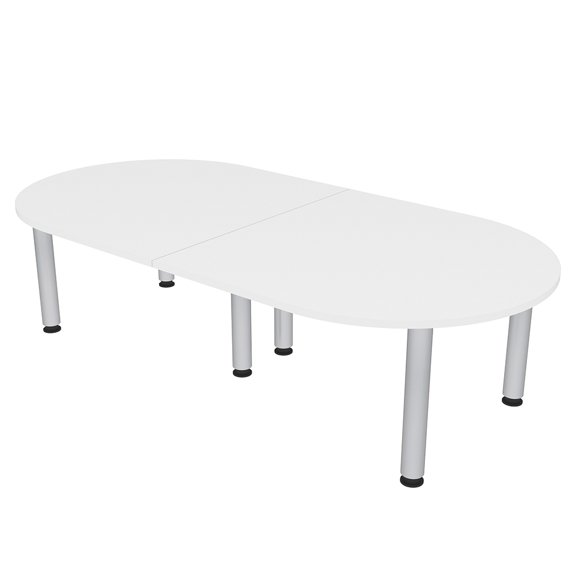 8x4 Racetrack Shaped Conference Table Silver Post Legs Power And Data