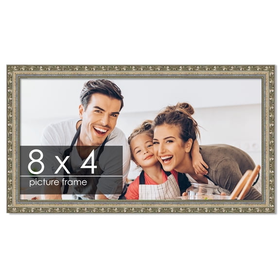 8x4 Silver Wood Picture Frame - UV Acrylic, Foam Board Backing, Hanging Hardware