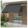 thumbnail image 1 of 8x4 ft Retractable Awning, Patio Door Window Awning, UV Protection, Non-Screw Mount, Adjustable Shade, Dark Gray, 1 of 9