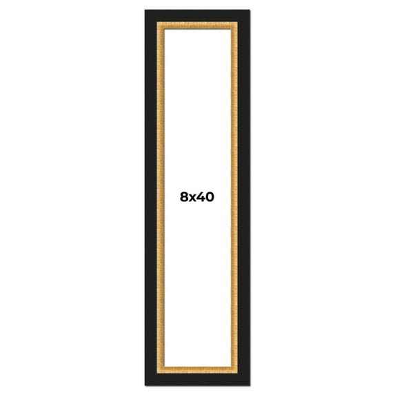 8x40 Frame Gold Real Wood Picture Frame Width 2.25 Inches | Interior Frame Depth 0.5 Inches |