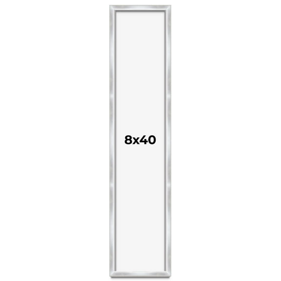 8x40 Frame Silver Whitewashed Wood Grain Solid Wood Shadow Box | 0.75 Inch Moulding Width | 0.75