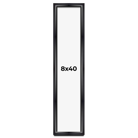 8x40 Shadow Box Frame Black | 1.25 inches Deep Real Wood Contemporary Shadowbox Display Frame | UV