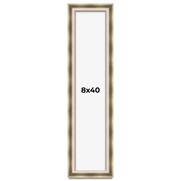 8x40 Shadow Box Frame Silver | 1.75 inches Deep Real Wood Traditional Shadowbox Display Frame | UV