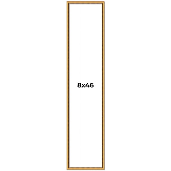 8x46 Frame Beaded Gold Solid Wood Picture Frame | 0.75 Inches Moulding Width | Liscio Oro