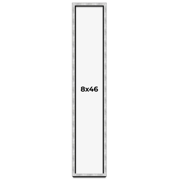 8x46 Frame Brushed Silver Solid Wood Picture Frame | 0.75 Inch Moulding Width | Rabbet Depth 0.75