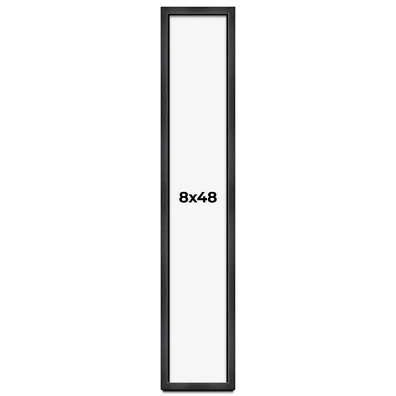 8x48 - 8 x 48 Charcoal Flat Solid Wood Frame with UV Framer's Acrylic & Foam Board Backing - Great