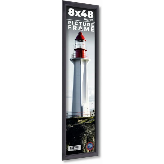 8x48 Frame Black Passaggi Solid Wood Picture Frame Width 1.5 Inches | Interior Frame Depth 0.5