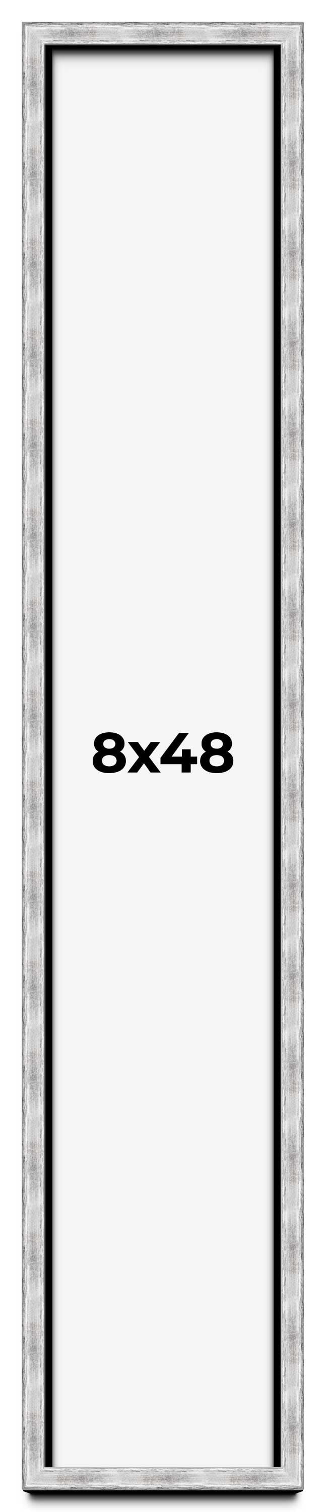 8x48 Frame Brushed Silver Solid Wood Picture Frame | 0.75 Inch Moulding ...
