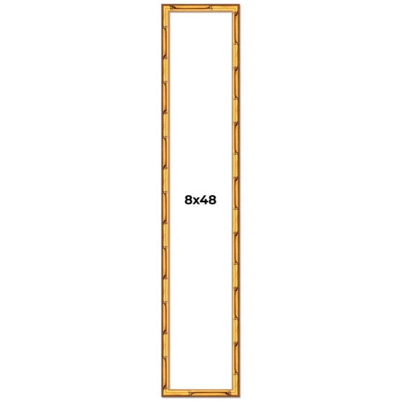 8x48 Frame Gold Bamboo Solid Wood Picture Frame | 1 Inch Moulding Width | Interior Frame Depth 0.75